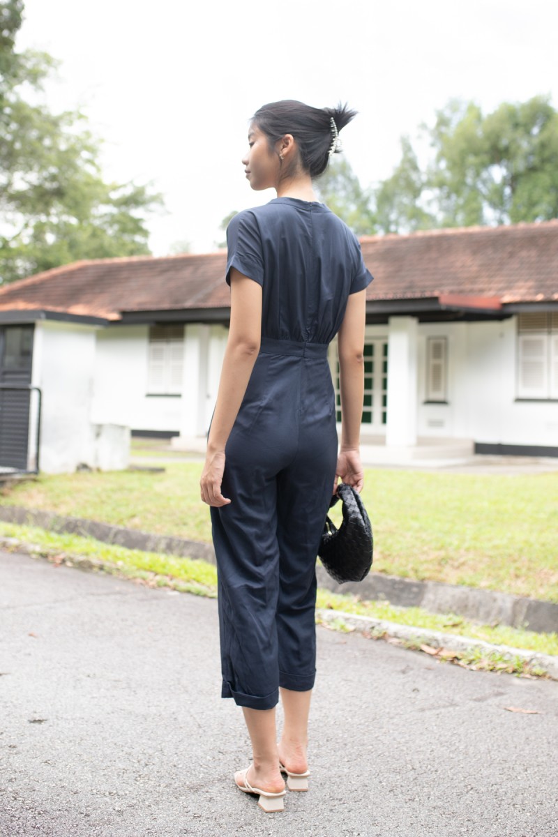 Masie Button Jumpsuit in Navy