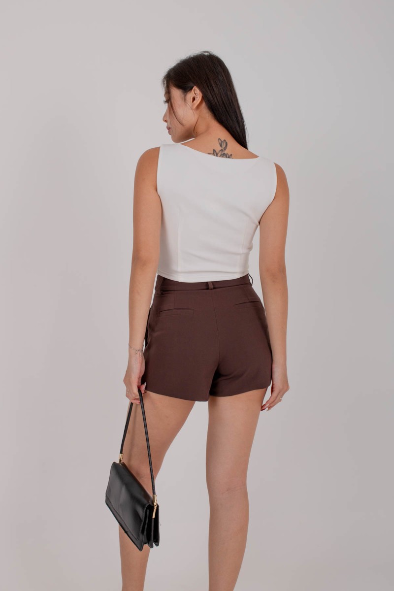 RESTOCK6: Paddle Padded Boat-Neck Top in White