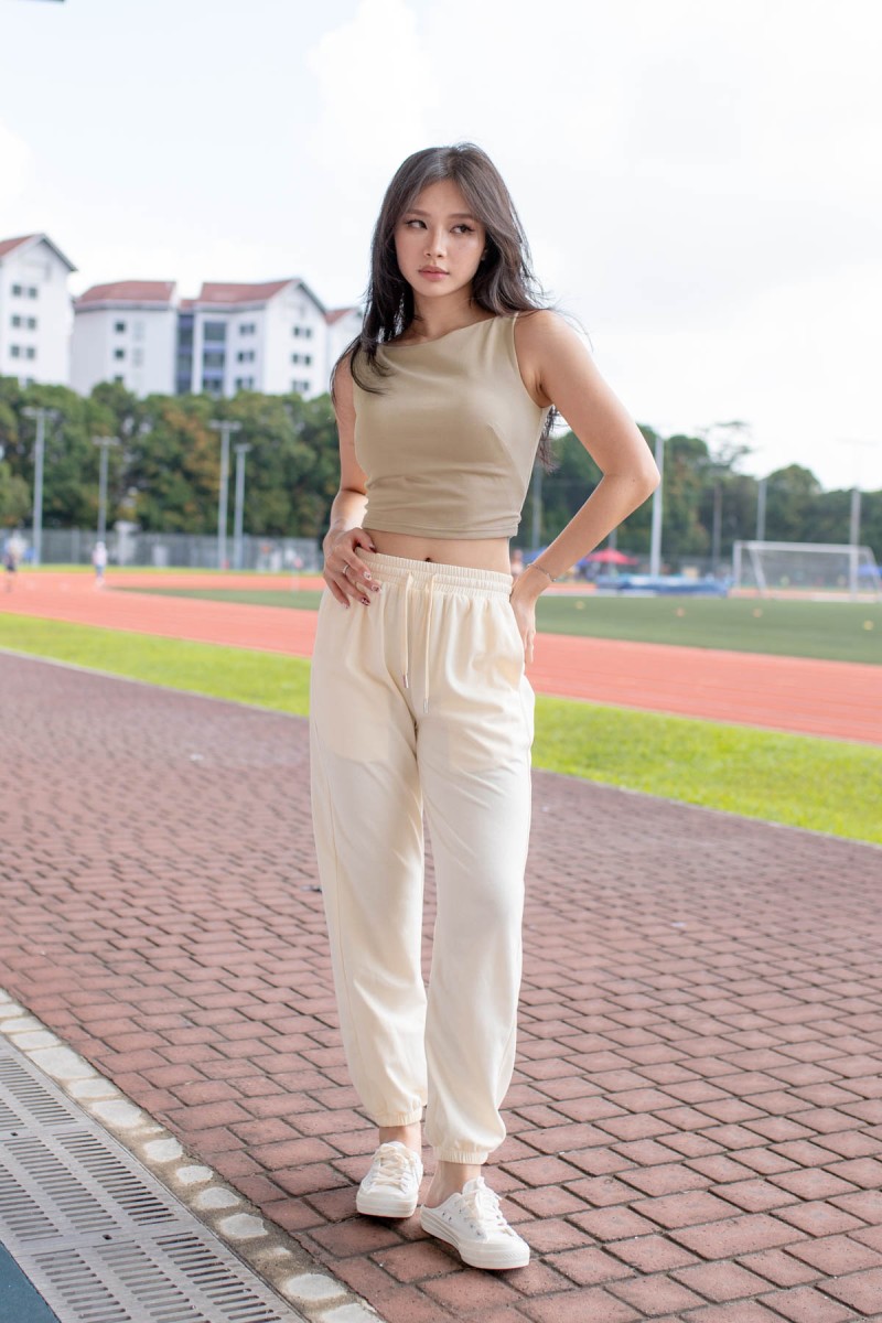 RESTOCK4: Paddle Padded Boat-Neck Top in Nude