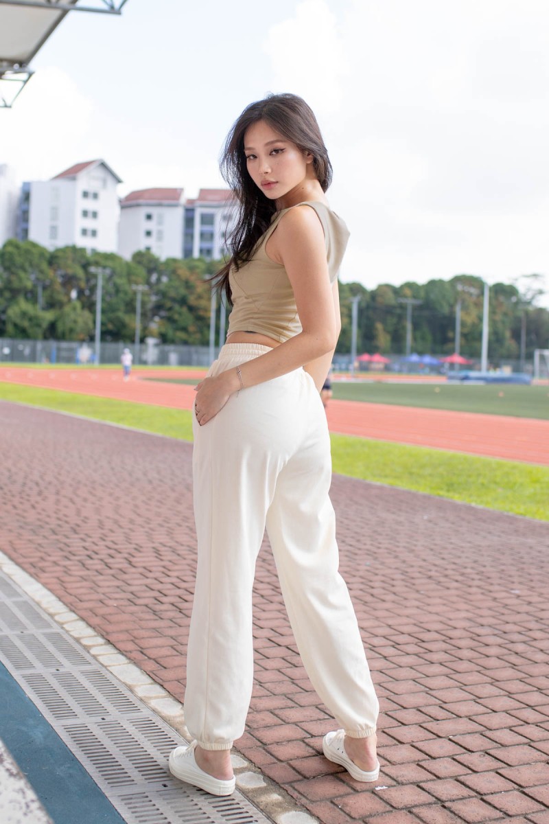 RESTOCK6: Paddle Padded Boat-Neck Top in Nude