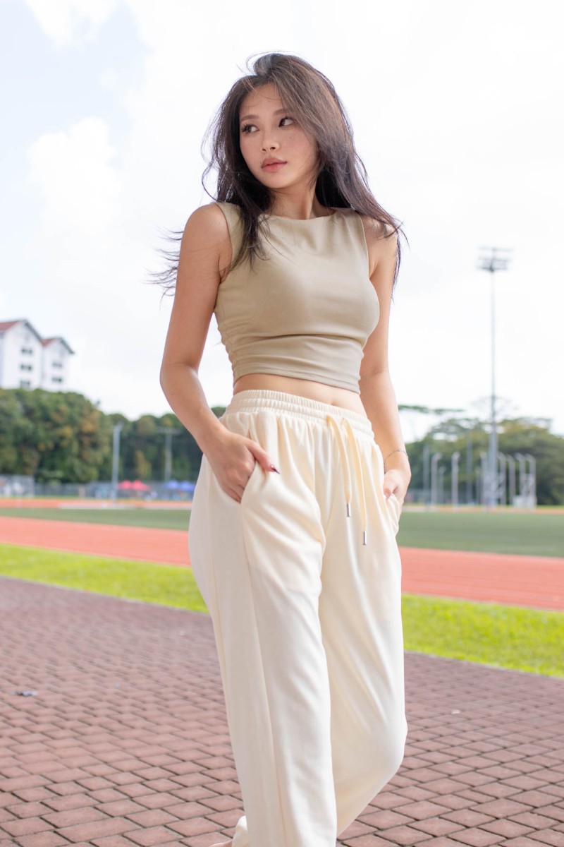 RESTOCK4: Paddle Padded Boat-Neck Top in Nude