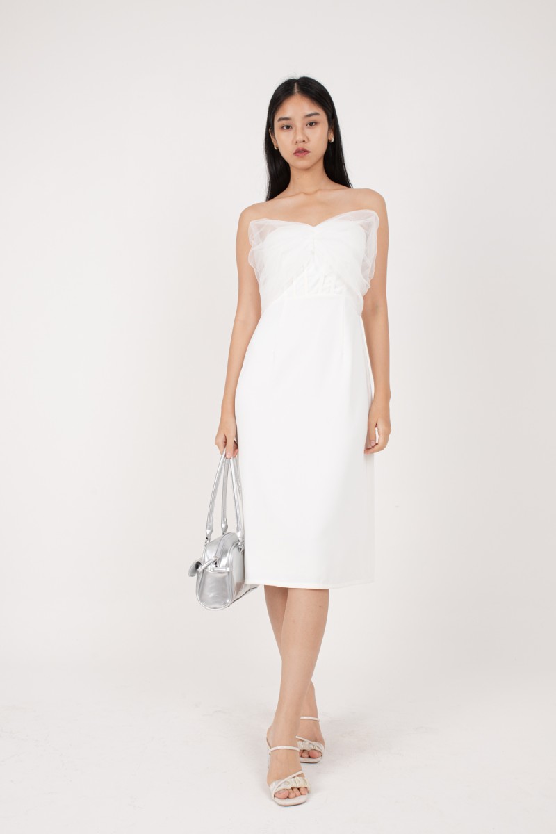 Jeomi Tulle Tube Dress in White