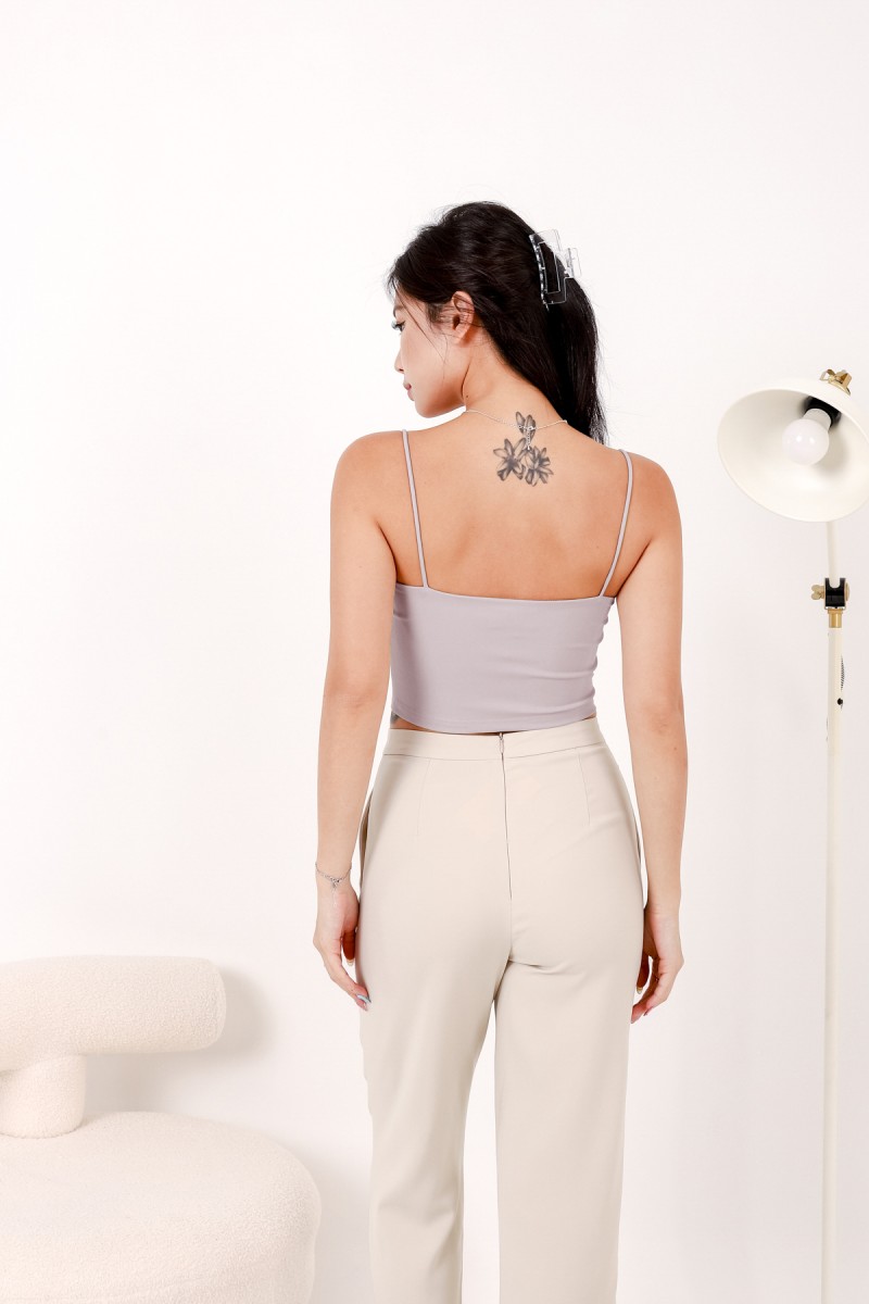 RESTOCK: Line Padded Button Crop Top in Lilac