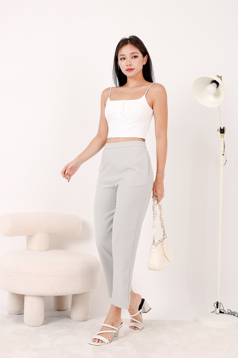 RESTOCK: Line Padded Button Top in White