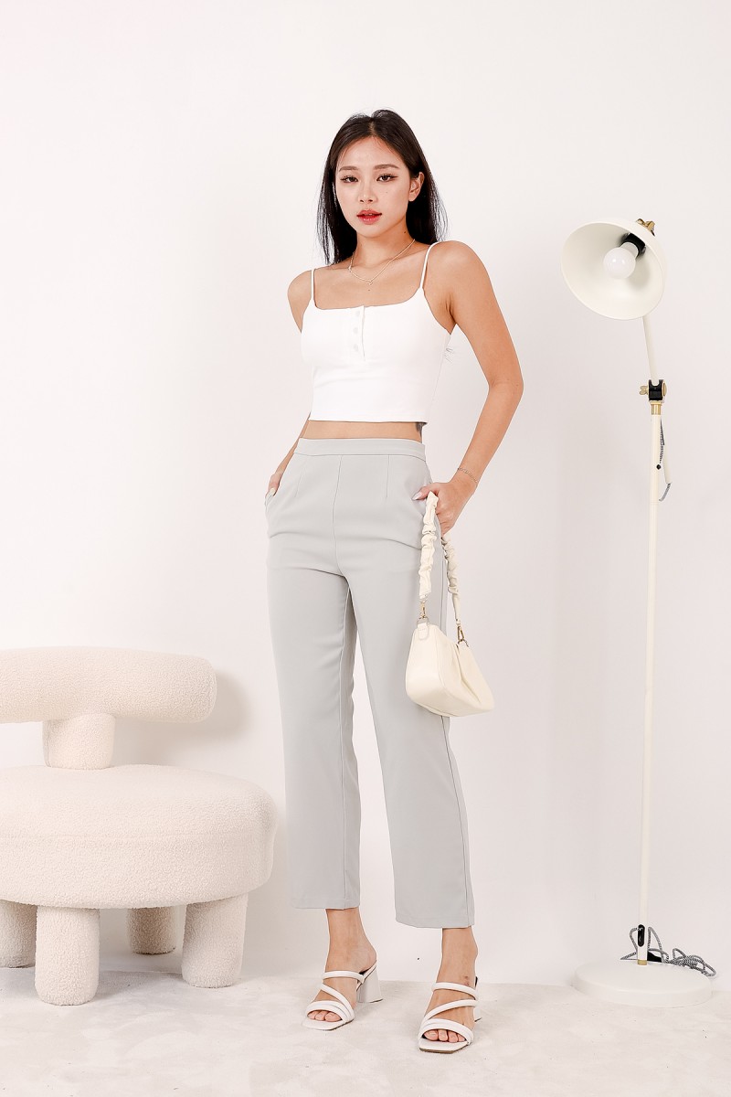 RESTOCK: Line Padded Button Top in White