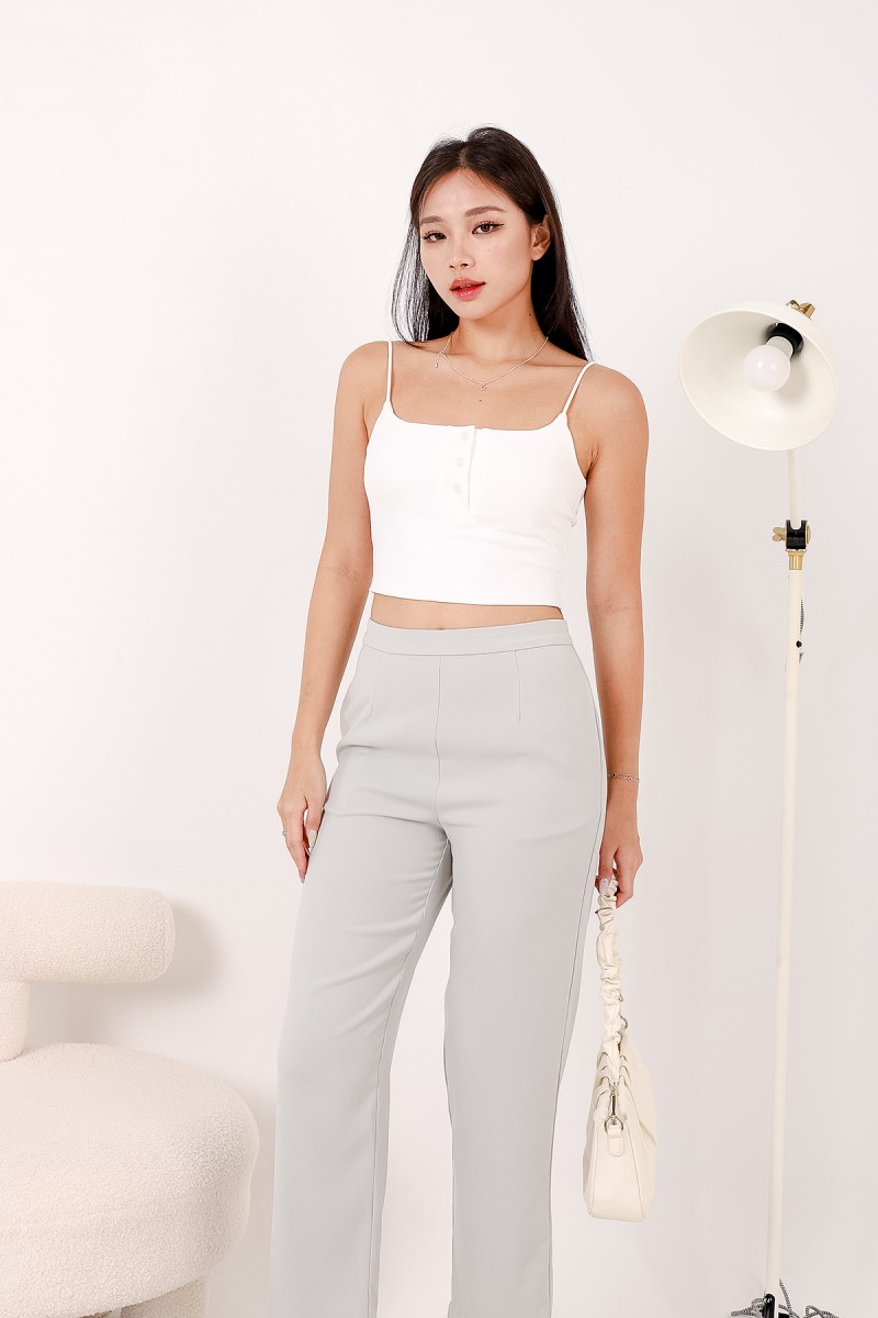 RESTOCK: Line Padded Button Top in White