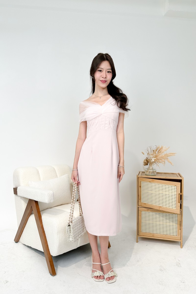 Jeomi Tulle Tube Dress in Pink