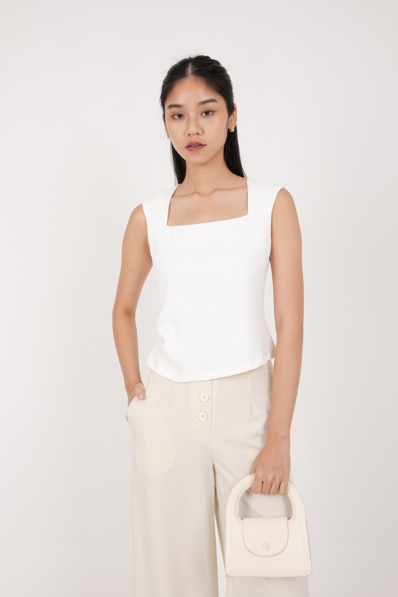 Terryn Square Neck Top in White