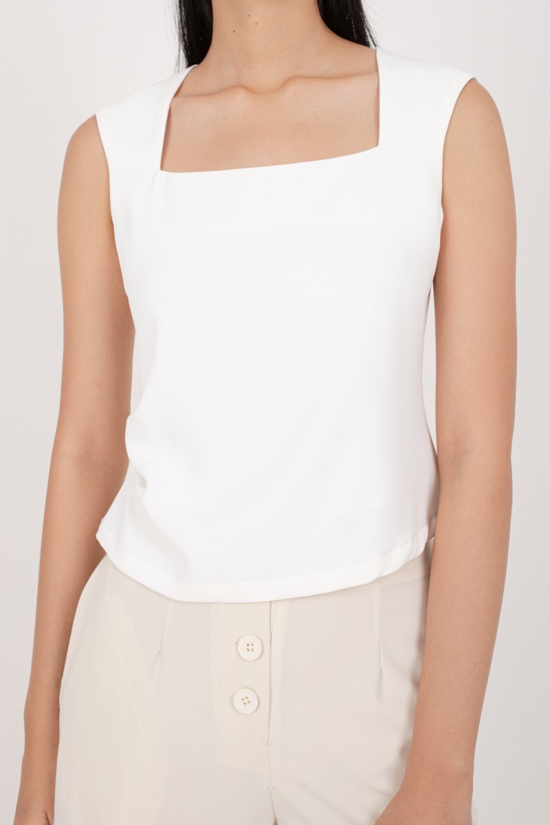 Terryn Square Neck Top in White