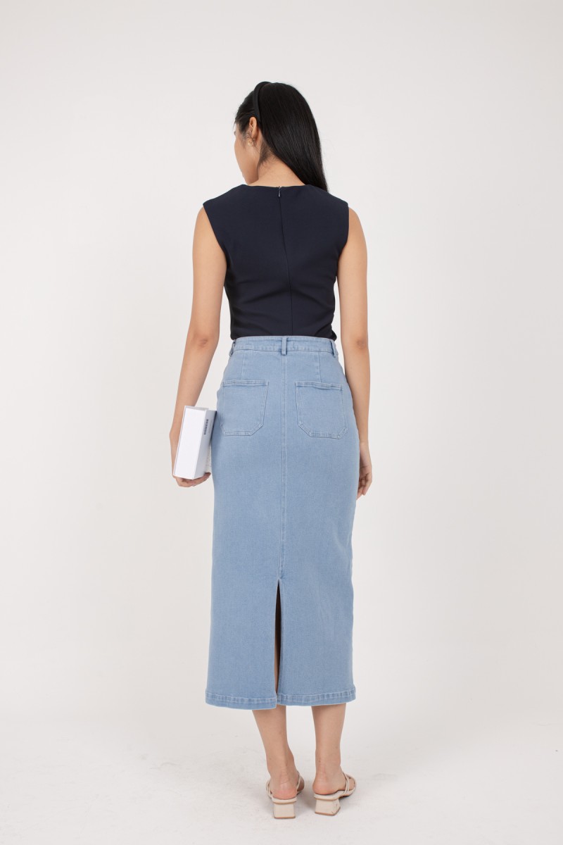 Terryn Square Neck Top in Navy