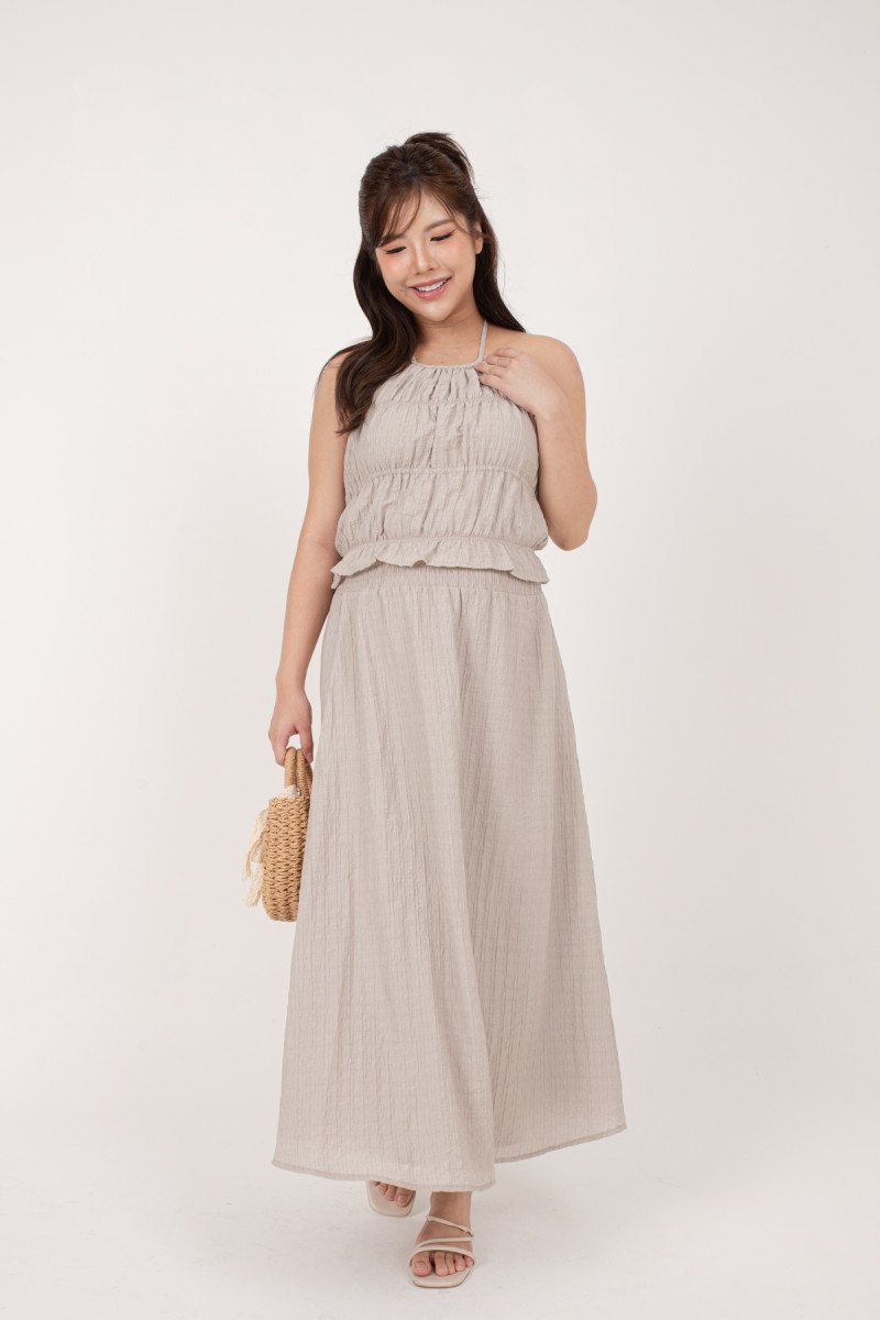 Erica Textured Co-ord Set in Light Taupe