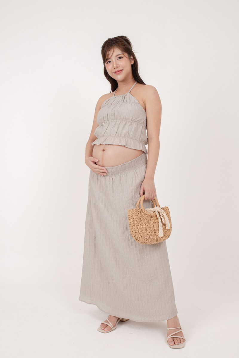 Erica Textured Co-ord Set in Light Taupe