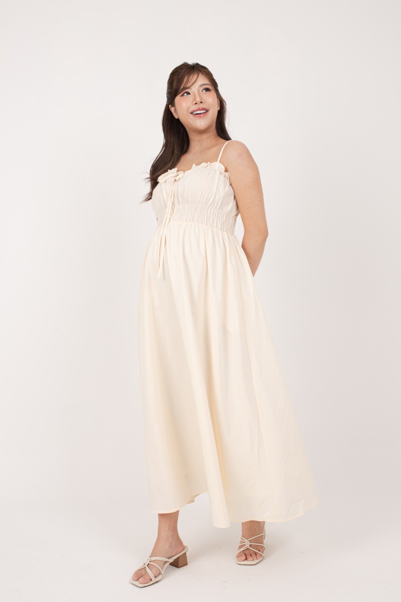 Winika Smocked Maxi Dress in Cream