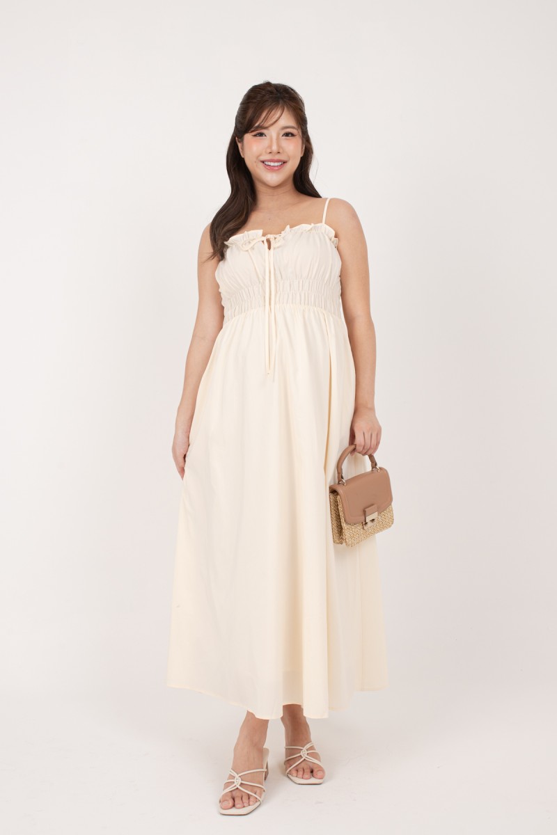 Winika Smocked Maxi Dress in Cream