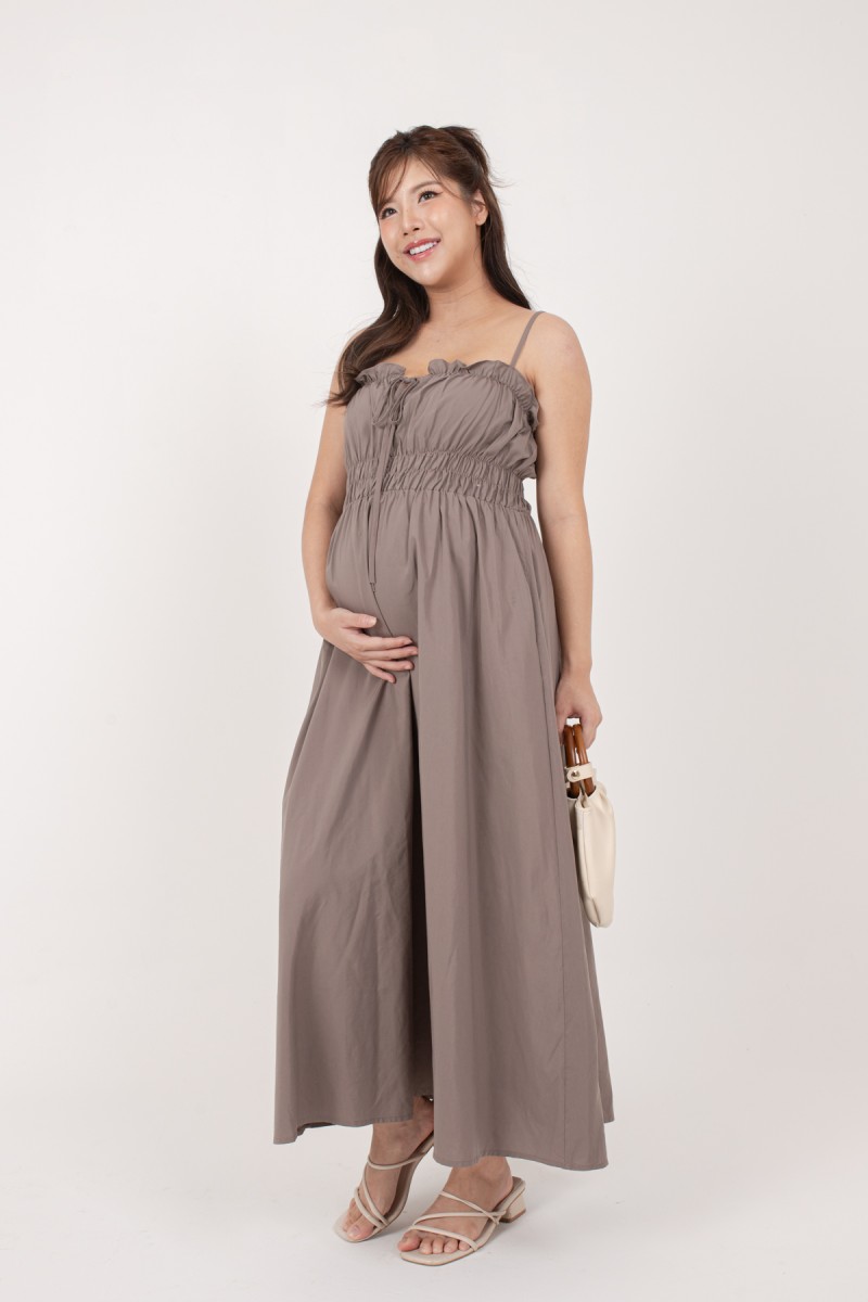 Winika Smocked Maxi Dress in Coffee