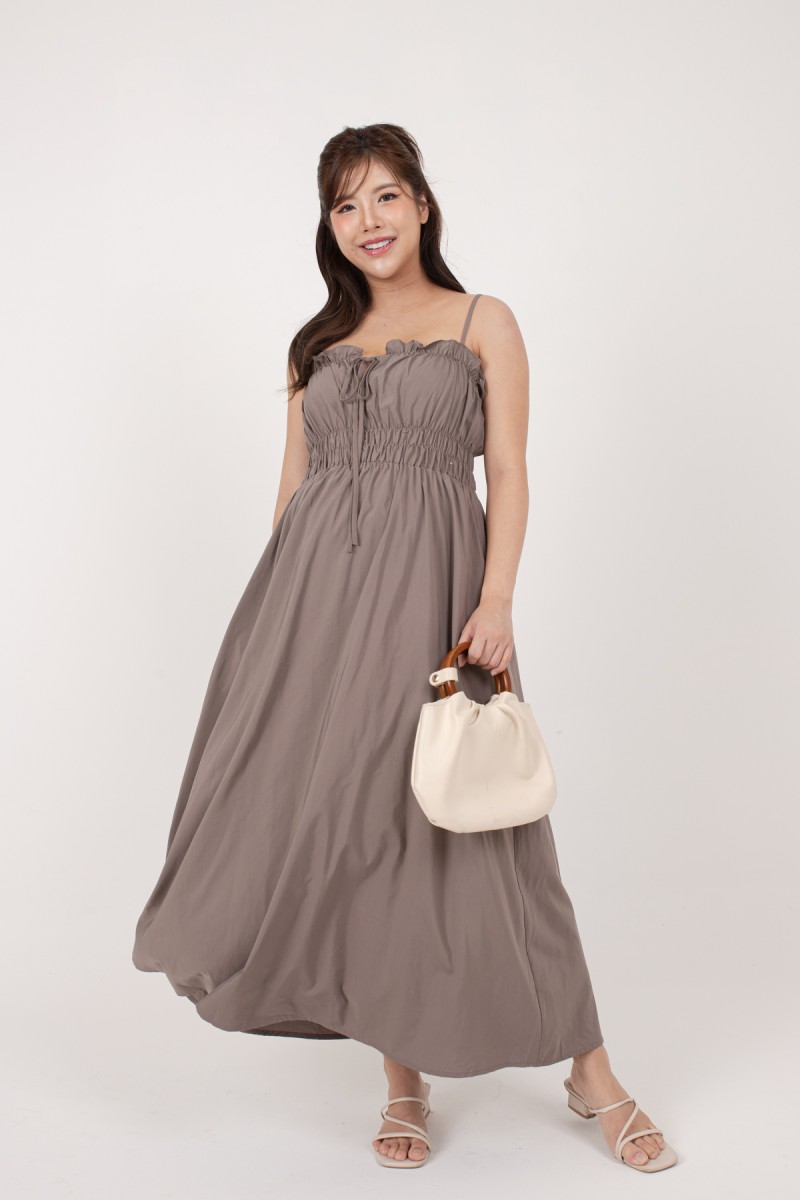 Winika Smocked Maxi Dress in Coffee