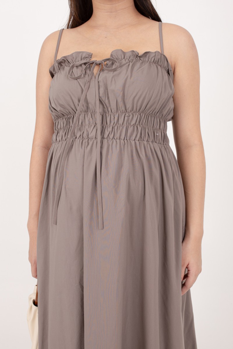 Winika Smocked Maxi Dress in Coffee