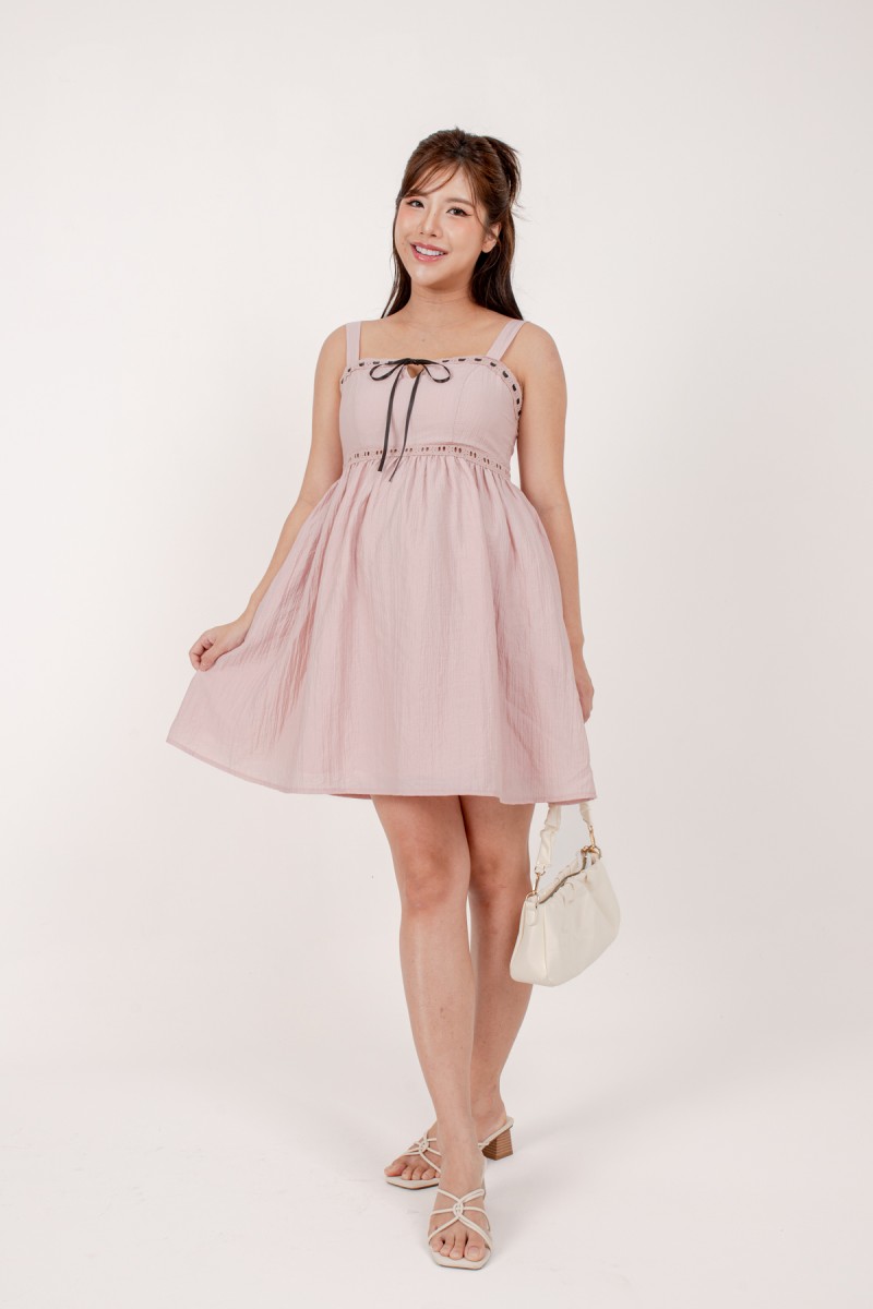 Michelle Ribbon Mini Dress in Pink