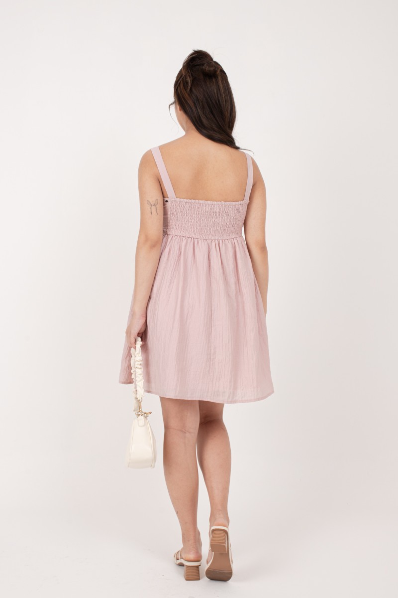 Michelle Ribbon Mini Dress in Pink