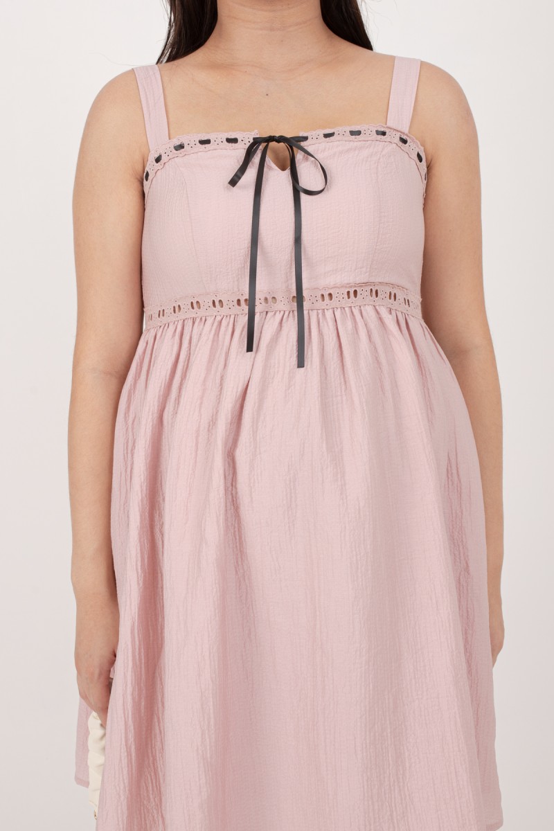 Michelle Ribbon Mini Dress in Pink