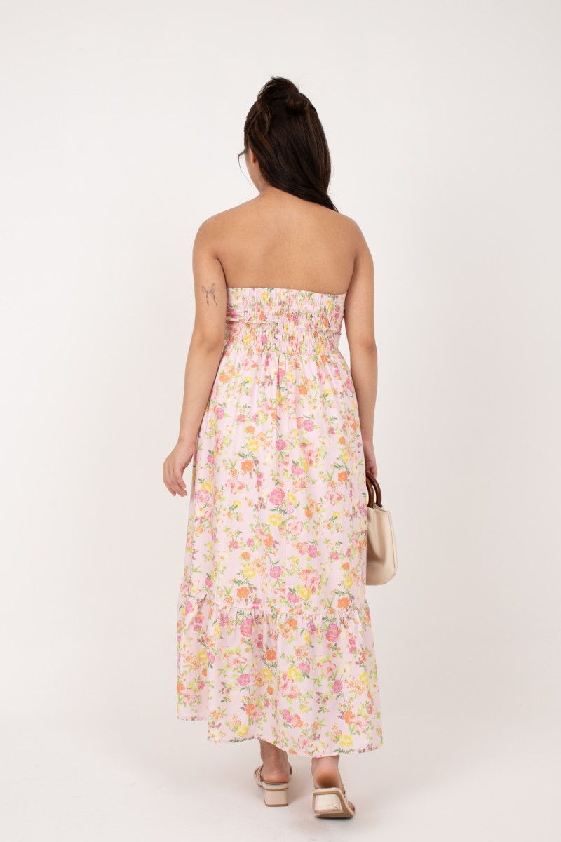 Camelia Padded Floral Halter Dress in Pink