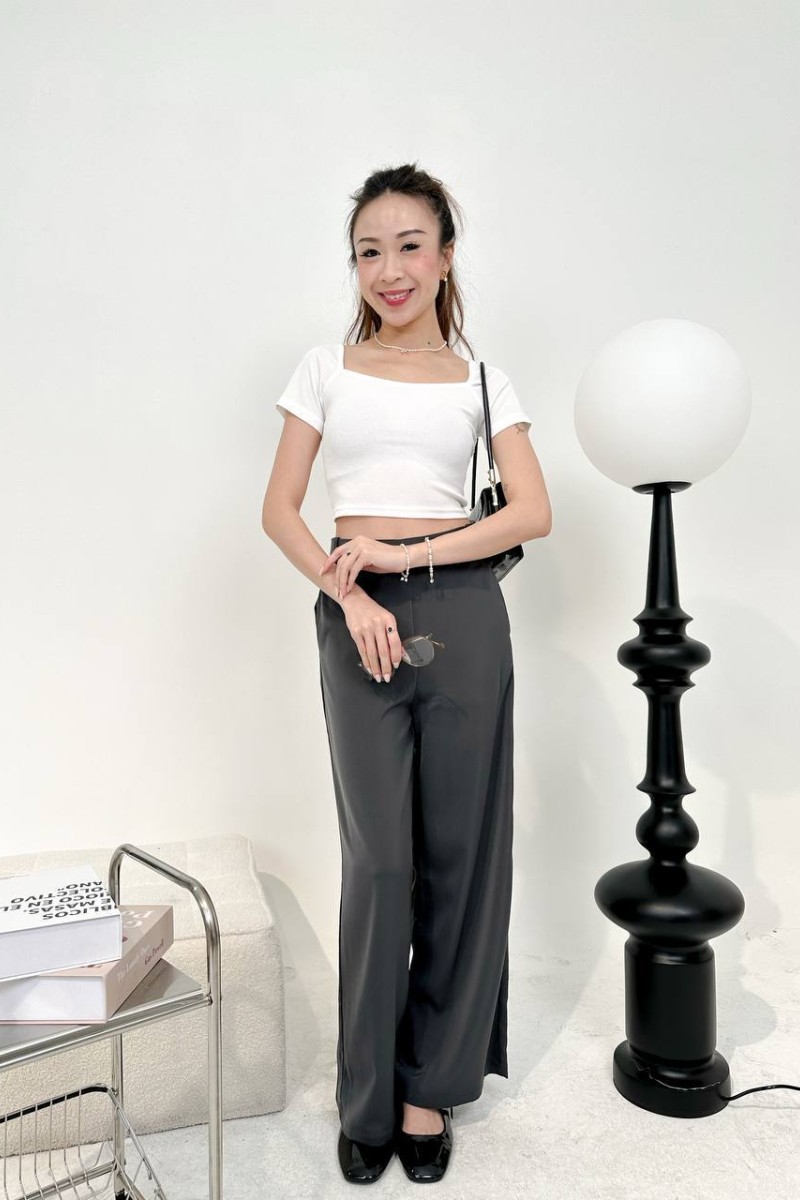 Halla High Waist Pants in Gunmetal