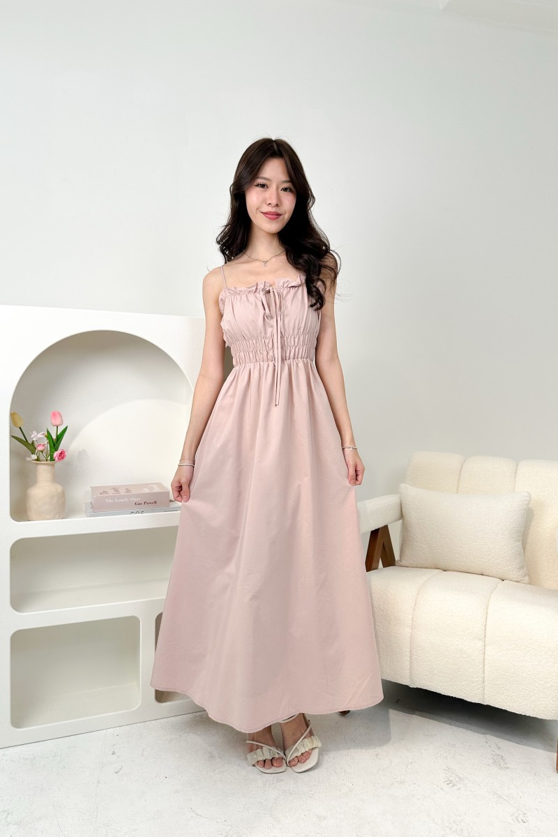 Winika Smocked Maxi Dress in Dusty Pink