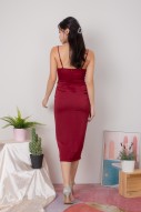 RESTOCK3: Glynne Ruched Cowl Dress in Wine