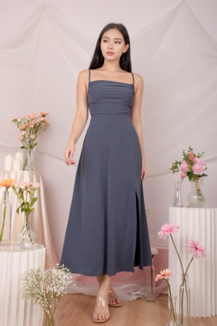 RESTOCK3: Liessa Ruched Twist Maxi in Ocean