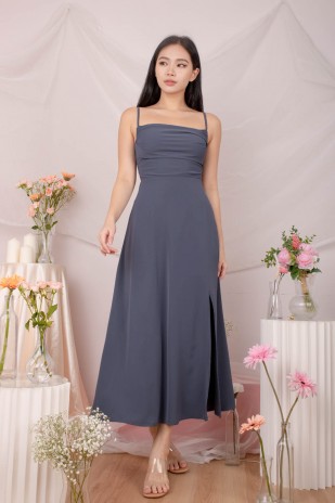 RESTOCK5: Liessa Ruched Twist Maxi in Ocean
