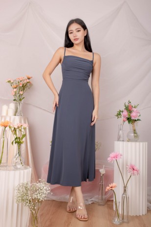 RESTOCK6: Liessa Ruched Twist Maxi in Ocean