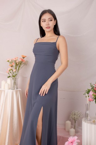 RESTOCK6: Liessa Ruched Twist Maxi in Ocean