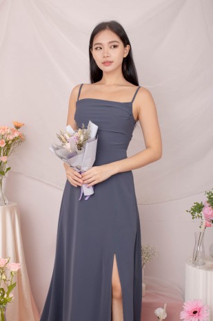 RESTOCK6: Liessa Ruched Twist Maxi in Ocean