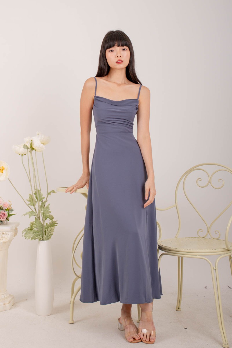 RESTOCK6: Liessa Ruched Twist Maxi in Ocean