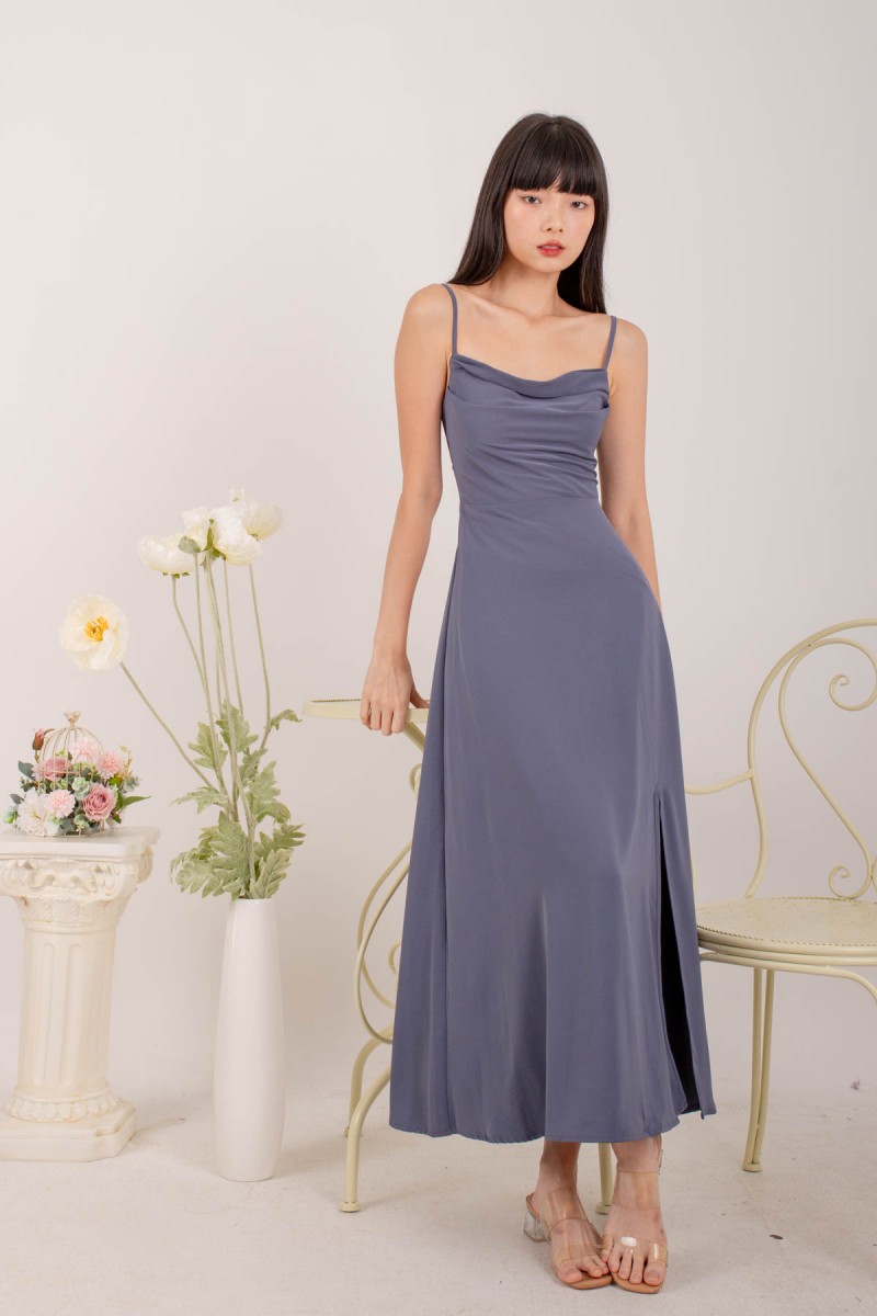 RESTOCK6: Liessa Ruched Twist Maxi in Ocean