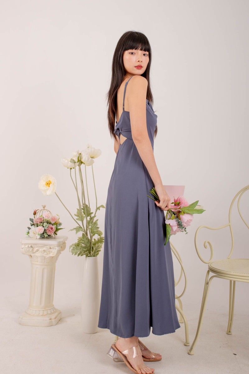 RESTOCK6: Liessa Ruched Twist Maxi in Ocean