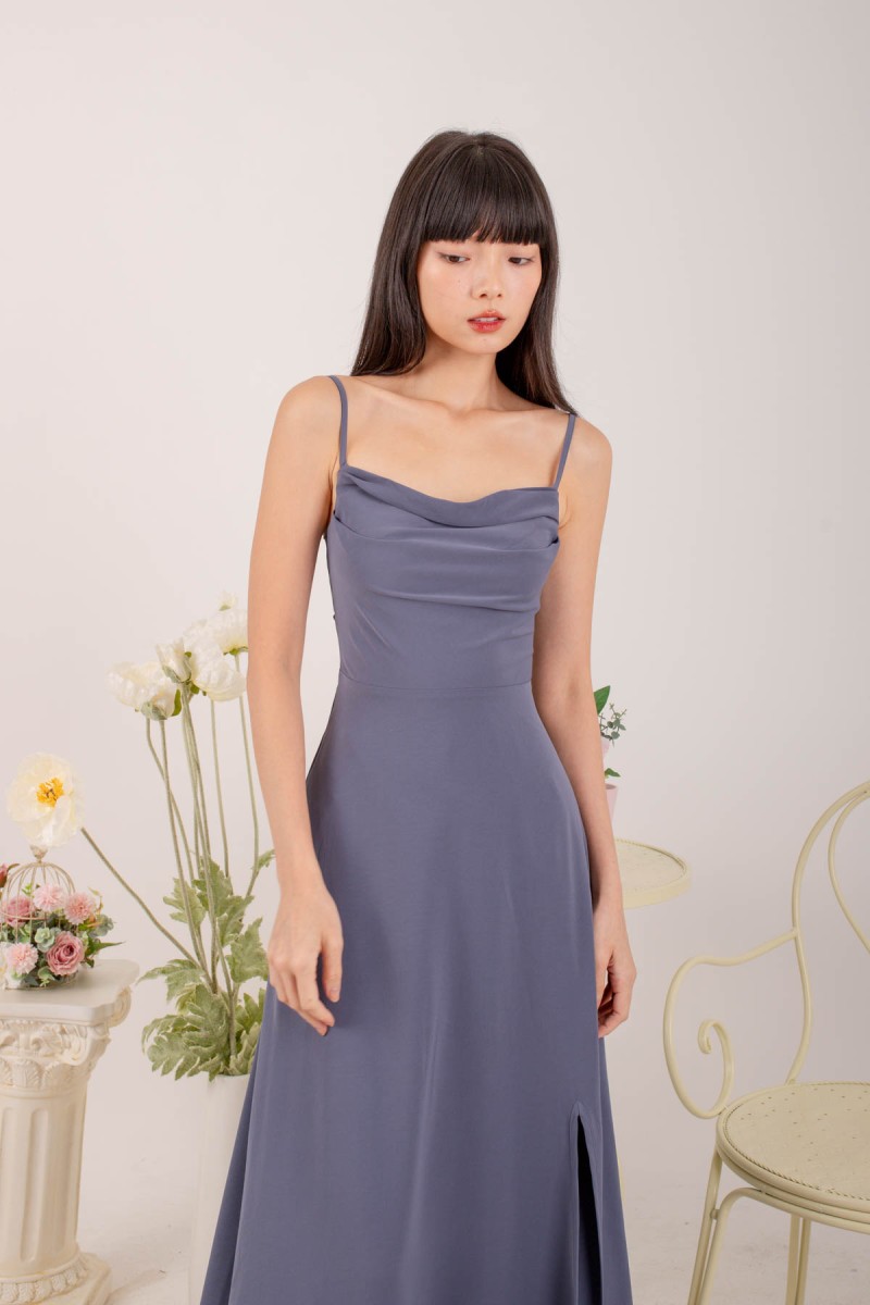 RESTOCK6: Liessa Ruched Twist Maxi in Ocean