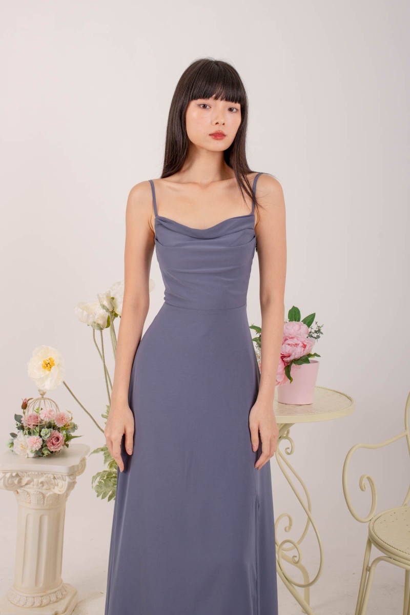 RESTOCK5: Liessa Ruched Twist Maxi in Ocean
