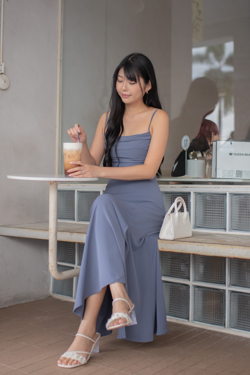 RESTOCK6: Liessa Ruched Twist Maxi in Ocean