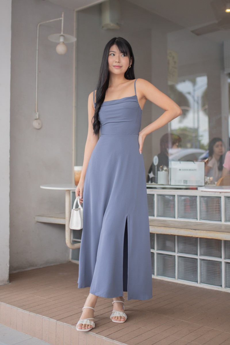 RESTOCK3: Liessa Ruched Twist Maxi in Ocean