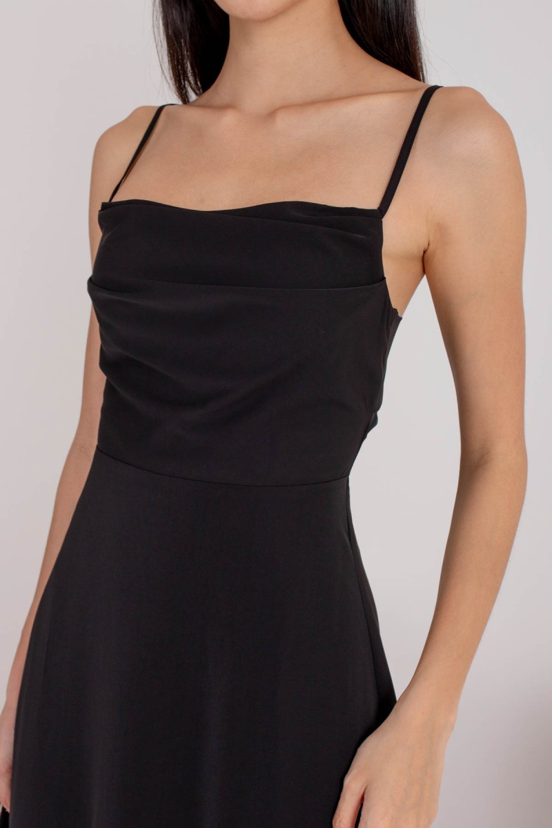 RESTOCK6: Liessa Ruched Twist Maxi in Black