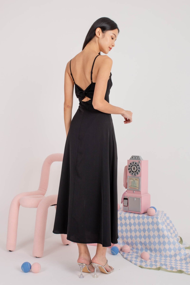 RESTOCK6: Liessa Ruched Twist Maxi in Black