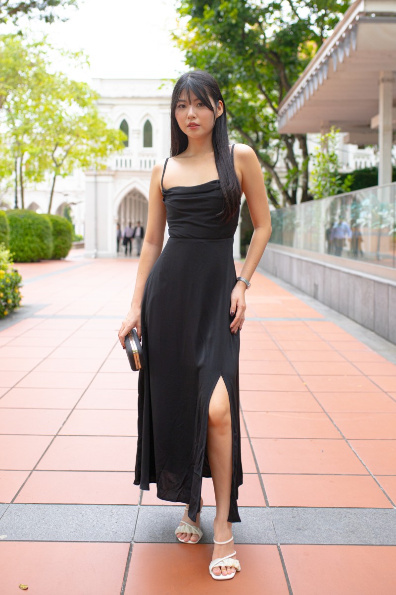 RESTOCK6: Liessa Ruched Twist Maxi in Black