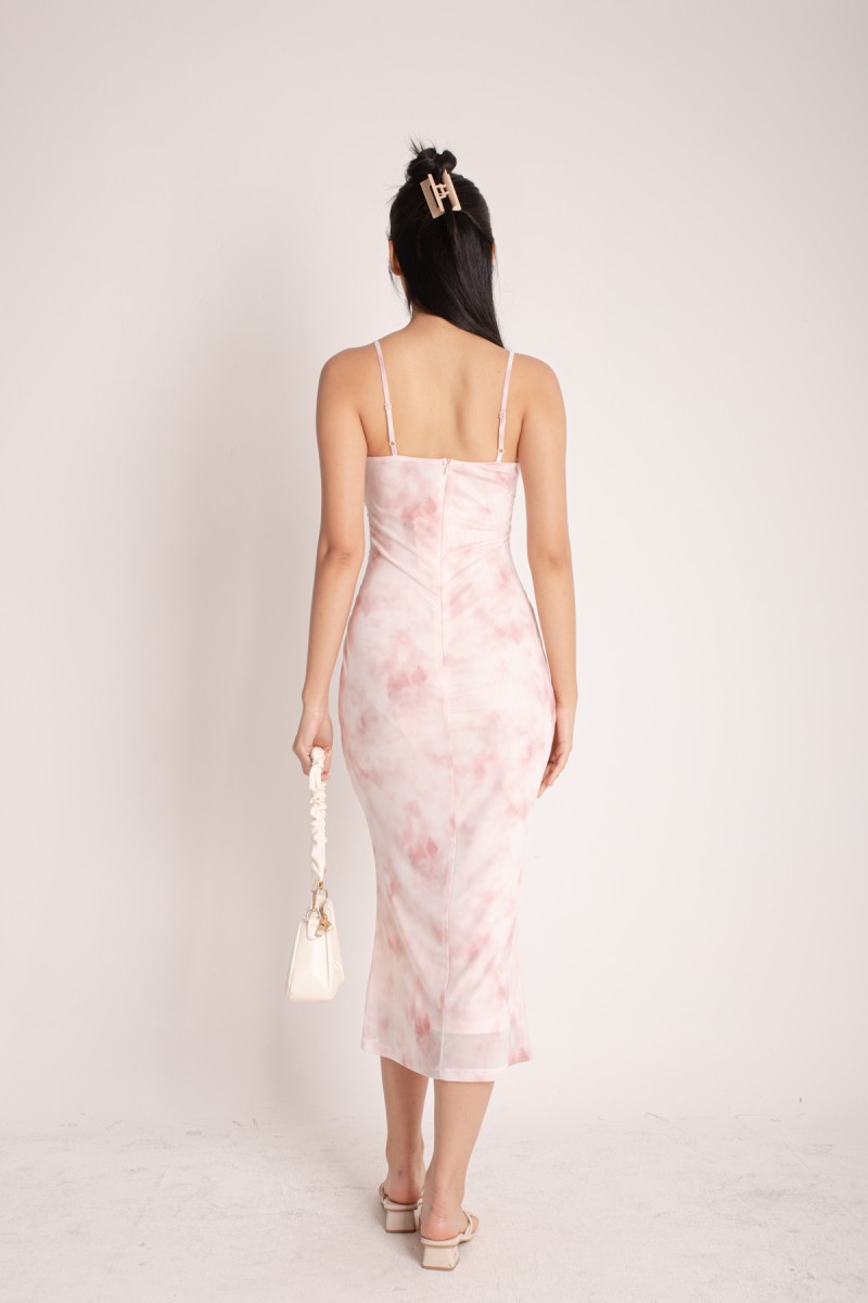 Destiny Mesh Maxi Dress in Pink