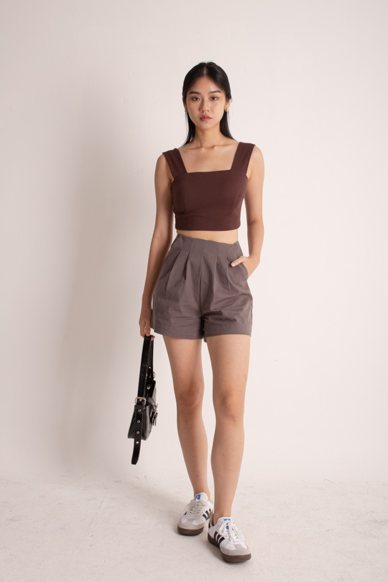 Mykel Pleated Tailored Shorts in Gunmetal