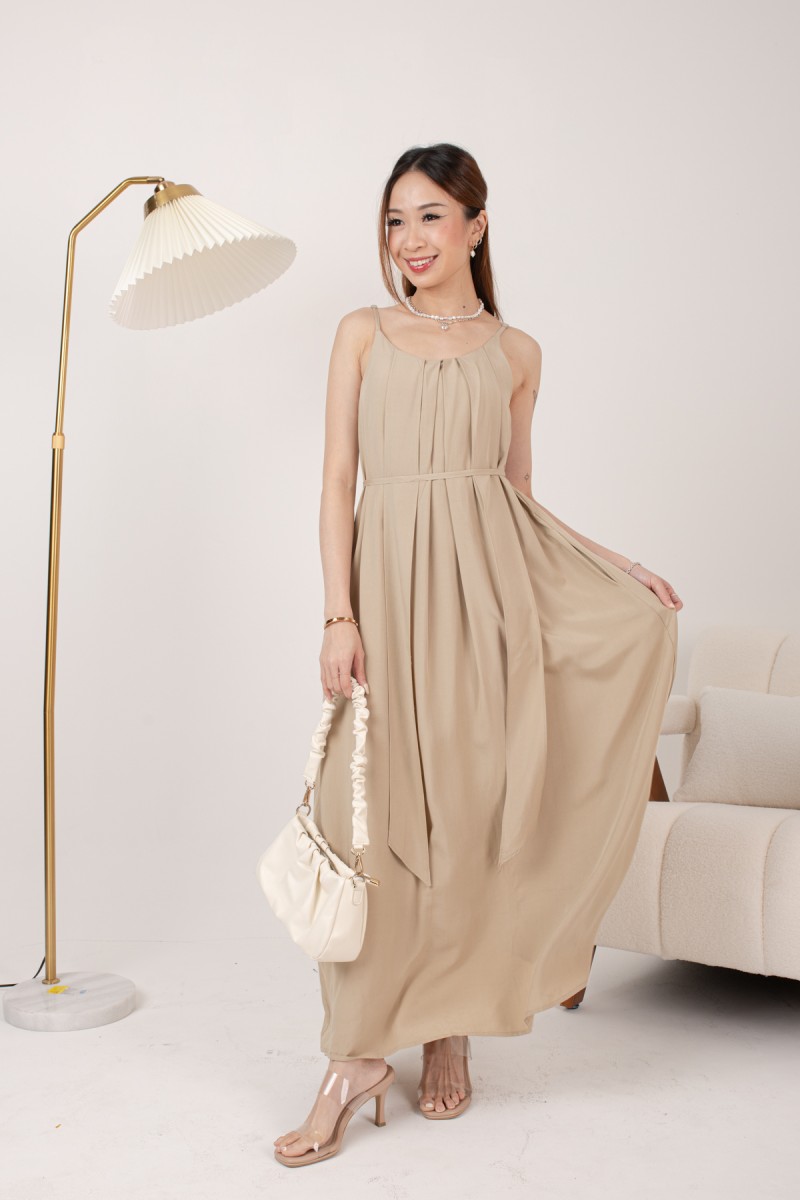 Adelina Tie Back Dress in Mocha