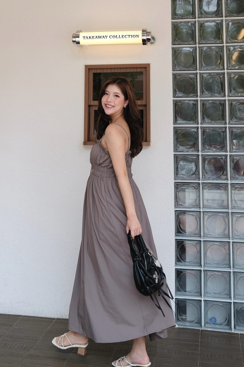 Winika Smocked Maxi Dress in Coffee