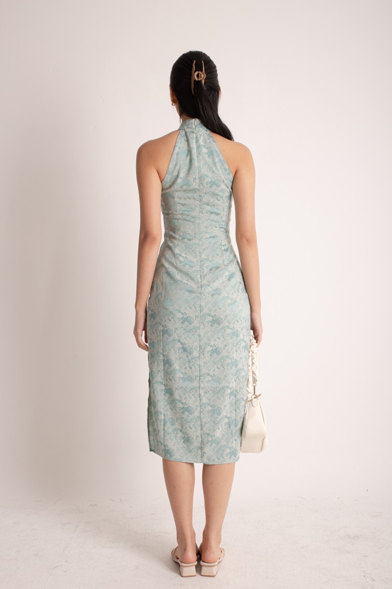 Huan Cheongsam Midi Dress in Jade