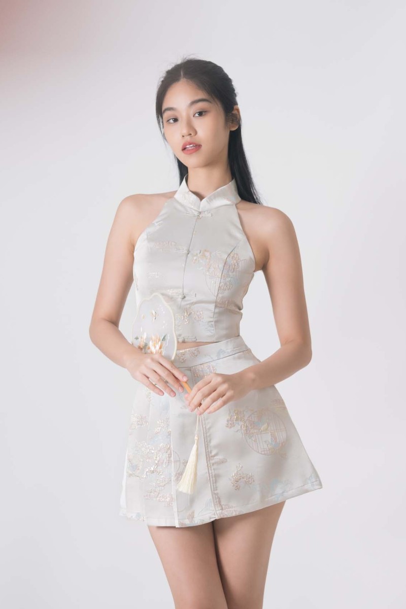 Ziyi Cheongsam Co-ord Set in Champagne