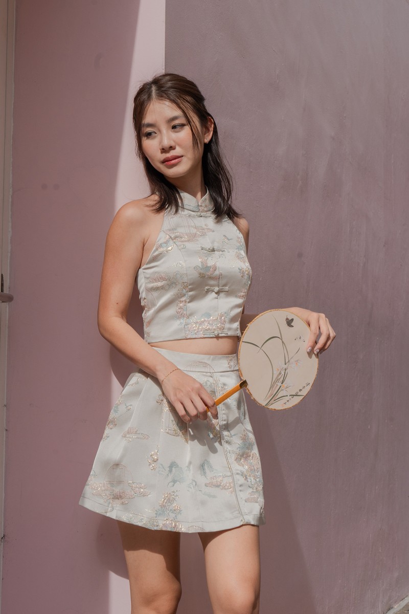 Ziyi Cheongsam Co-ord Set in Champagne